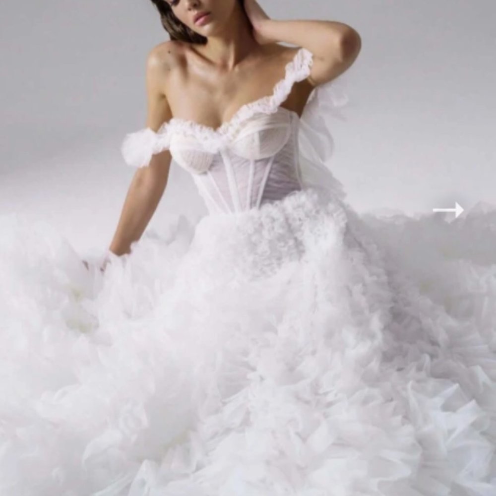 Milla White All Ruffled Up Evening Fluffy Dress